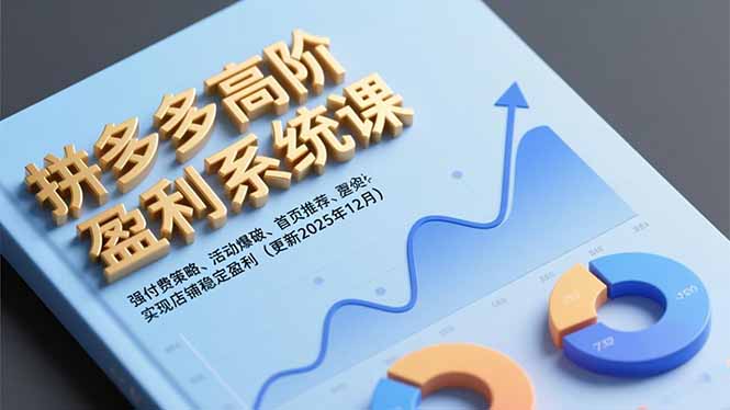 拼多多高阶盈利系统课，强付费策略、活动爆破、首页推荐，实现店铺稳定盈利(更新12月网创项目-知识付费-在线课程-自媒体创业-网络副业-优利资源优利资源网