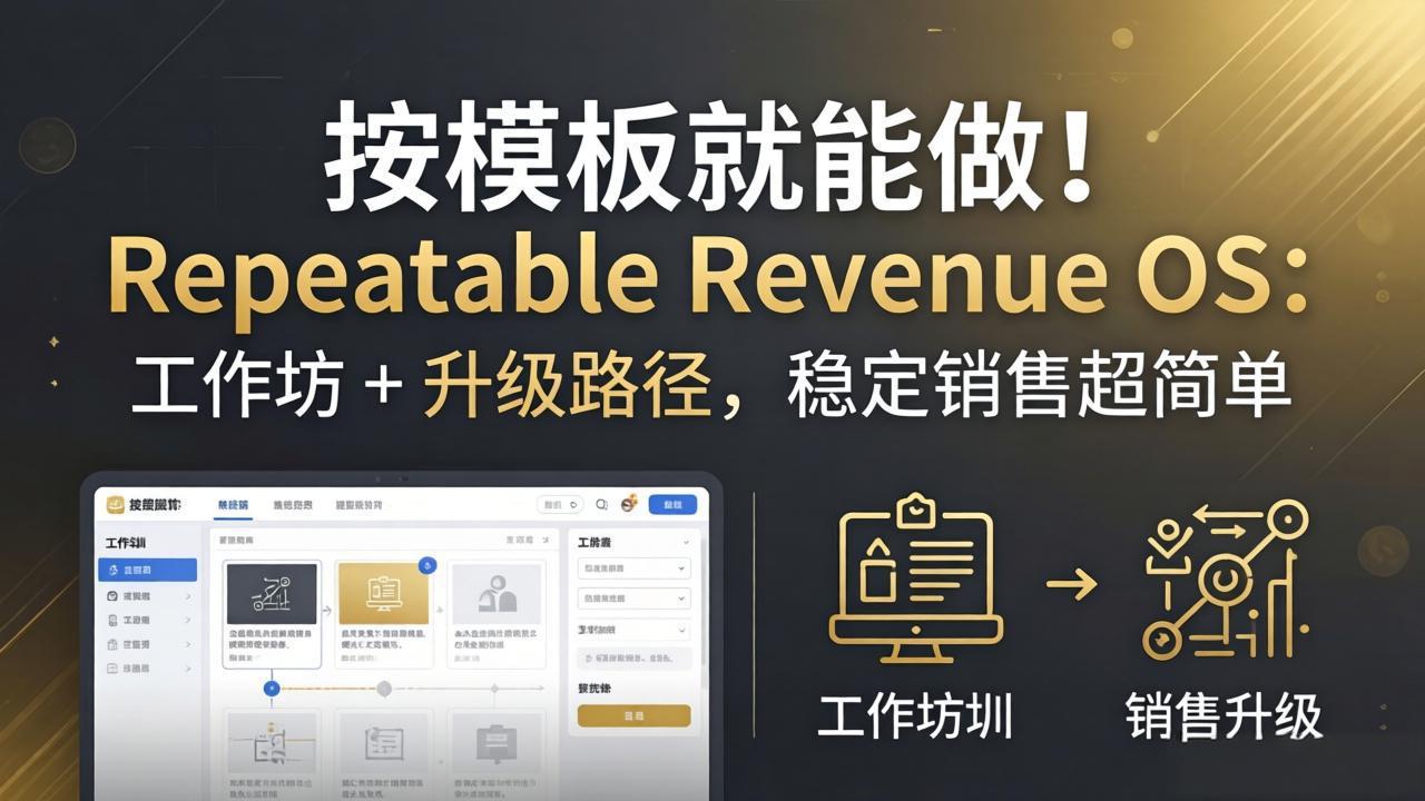 按模板就能做！Repeatable Revenue OS：工作坊 + 升级路径，稳定销售超简单网创项目-知识付费-在线课程-自媒体创业-网络副业-优利资源优利资源网