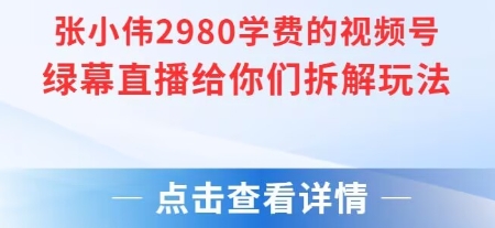 张小伟2980付费额视频号绿幕直播给你们拆解玩法网创项目-知识付费-在线课程-自媒体创业-网络副业-优利资源优利资源网
