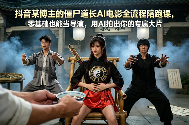 抖音某博主的僵尸道长AI电影全流程陪跑课，零基础也能当导演，用AI拍出你的专属大片网创项目-知识付费-在线课程-自媒体创业-网络副业-优利资源优利资源网