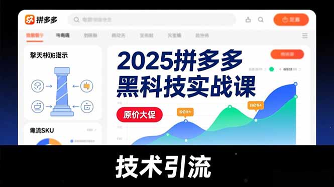 2025拼多多黑科技实战课，擎天柱玩法、爆流SKU、原价大促，技术引流，单店日销轻松破千单网创项目-知识付费-在线课程-自媒体创业-网络副业-优利资源优利资源网