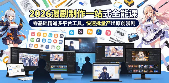 2026 AI漫剧制作一站式全能课，零基础精通多平台工具，快速批量产出原创漫剧网创项目-知识付费-在线课程-自媒体创业-网络副业-优利资源优利资源网