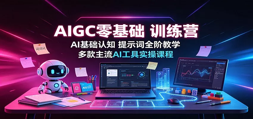 AIGC零基础训练营：AI基础认知，提示词全阶教学，多款主流AI工具实操课程网创项目-知识付费-在线课程-自媒体创业-网络副业-优利资源优利资源网