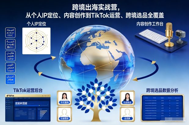 跨境出海实战营，从个人IP定位、内容创作到TikTok运营、跨境选品全覆盖网创项目-知识付费-在线课程-自媒体创业-网络副业-优利资源优利资源网