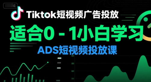 Tiktok短视频广告投放，适合0-1小白学习ADS短视频投放课网创项目-知识付费-在线课程-自媒体创业-网络副业-优利资源优利资源网