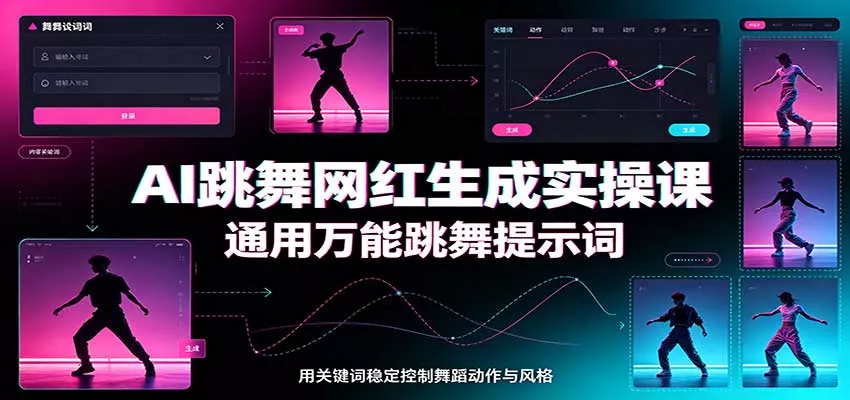 AI跳舞网红生成实操课：通用万能跳舞提示词，多模型适配，人物舞蹈视频制作全套教学网创项目-知识付费-在线课程-自媒体创业-网络副业-优利资源优利资源网