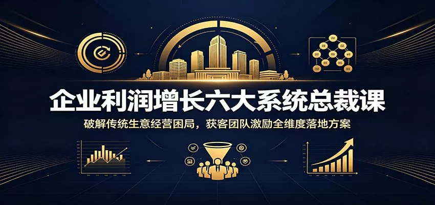 企业利润增长六大系统总裁课：破解传统生意经营困局，获客团队激励全维度落地方案网创项目-知识付费-在线课程-自媒体创业-网络副业-优利资源优利资源网