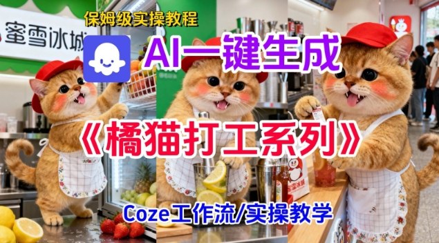 Coze扣子工作流一键生成胖橘猫打工短视频，保姆级实操搭建教学网创项目-知识付费-在线课程-自媒体创业-网络副业-优利资源优利资源网