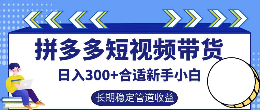 拼多多短视频带货日入300+，实操账户展示看就能学会网创项目-知识付费-在线课程-自媒体创业-网络副业-优利资源优利资源网