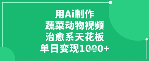 用Ai制作蔬菜动物视频，治愈系天花板，单日变现1k网创项目-知识付费-在线课程-自媒体创业-网络副业-优利资源优利资源网