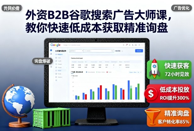 外资B2B谷歌搜索广告大师课，教你快速低成本获取精准询盘网创项目-知识付费-在线课程-自媒体创业-网络副业-优利资源优利资源网