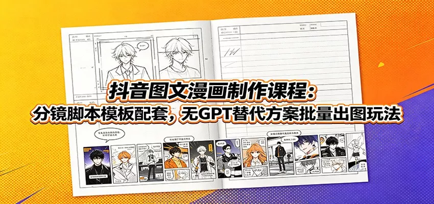 抖音图文漫画制作课程：分镜脚本模板配套，无GPT替代方案批量出图玩法网创项目-知识付费-在线课程-自媒体创业-网络副业-优利资源优利资源网