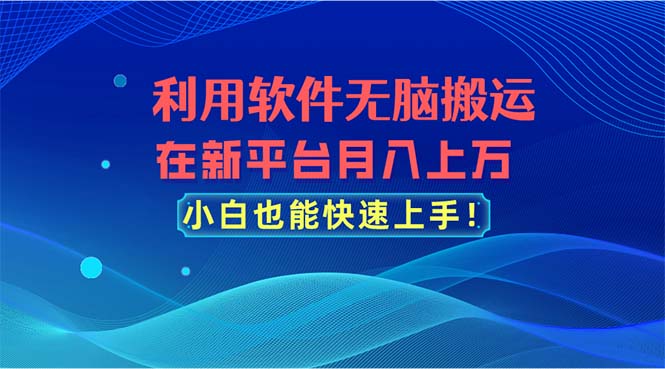 （11078期）利用软件无脑搬运，在新平台月入上万，小白也能快速上手网创项目-知识付费-在线课程-自媒体创业-网络副业-优利资源优利资源网