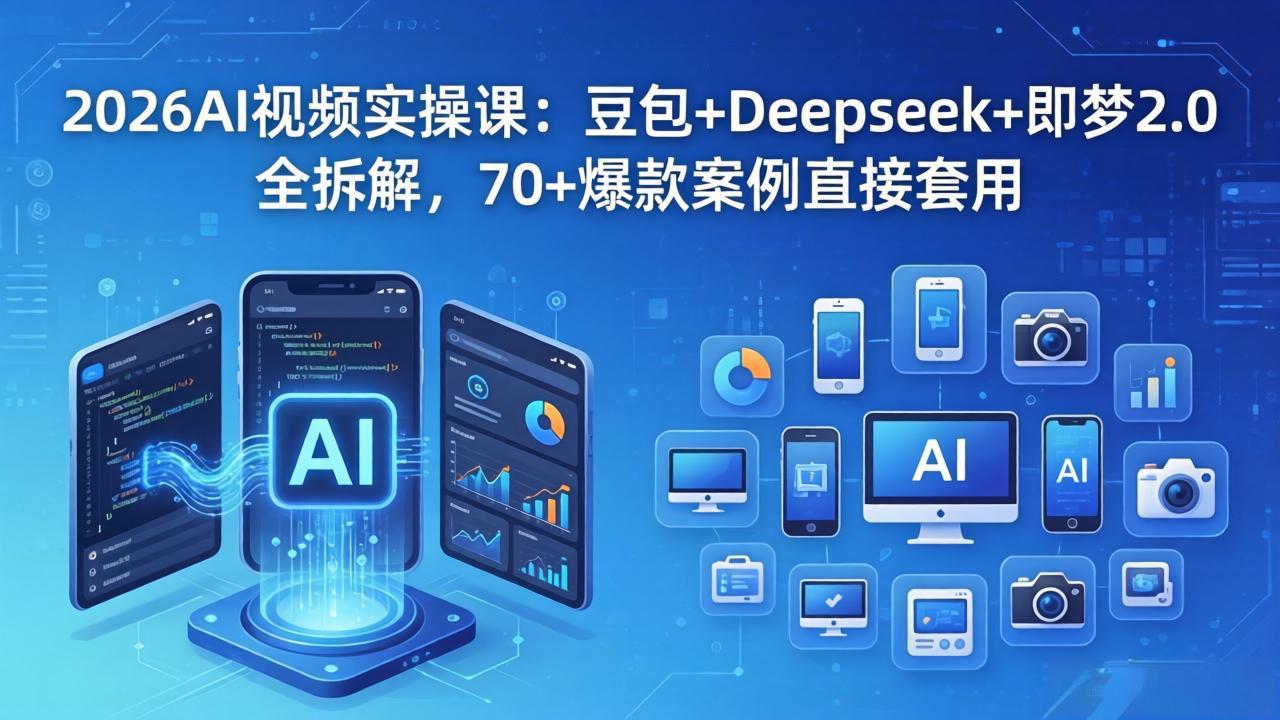 2026AI视频实操课：豆包+Deepseek+即梦2.0全拆解，70+爆款案例直接套用网创项目-知识付费-在线课程-自媒体创业-网络副业-优利资源优利资源网