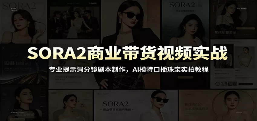 SORA2商业带货视频实战：专业提示词分镜剧本制作，AI模特口播珠宝实拍教程网创项目-知识付费-在线课程-自媒体创业-网络副业-优利资源优利资源网