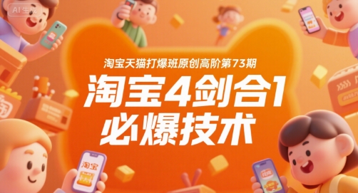 淘宝天猫打爆班原创高阶第73期，淘宝4剑合1必爆技术网创项目-知识付费-在线课程-自媒体创业-网络副业-优利资源优利资源网
