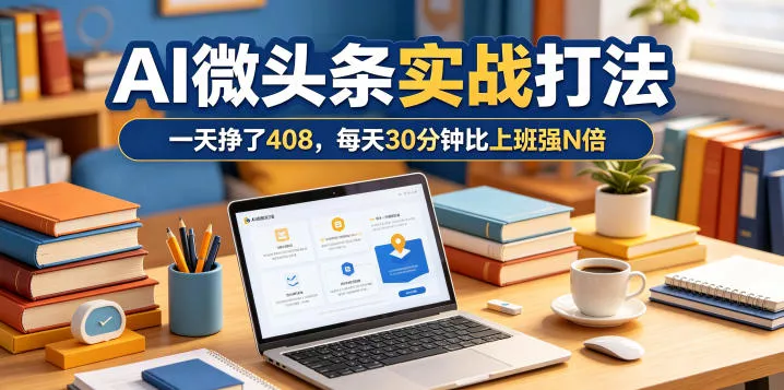 一天挣了408，AI微头条实战打法，每天30分钟比上班强N倍网创项目-知识付费-在线课程-自媒体创业-网络副业-优利资源优利资源网