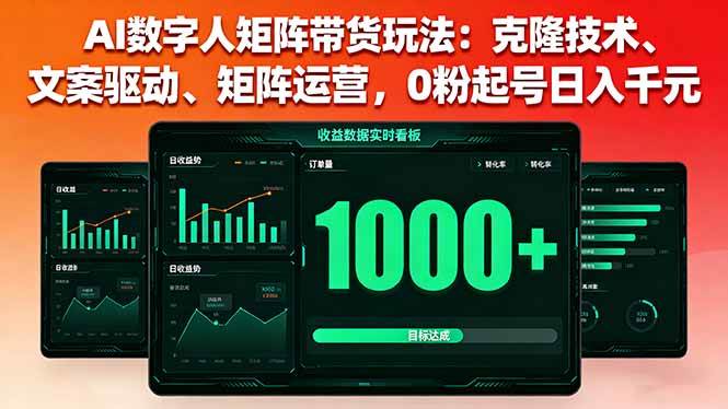 （16050期）AI数字人矩阵带货玩法：克隆技术、文案驱动、矩阵运营，0粉起号日入千元网创项目-知识付费-在线课程-自媒体创业-网络副业-优利资源优利资源网