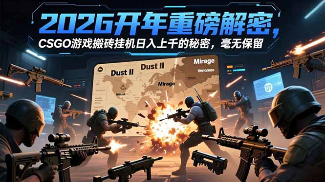 2026开年重磅解密，CSGO游戏搬砖挂机日入上千的秘密，毫无保留网创项目-知识付费-在线课程-自媒体创业-网络副业-优利资源优利资源网