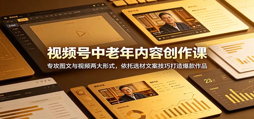 视频号中老年内容创作课：专攻图文与视频两大形式，依托选材文案技巧打造爆款作品网创项目-知识付费-在线课程-自媒体创业-网络副业-优利资源优利资源网
