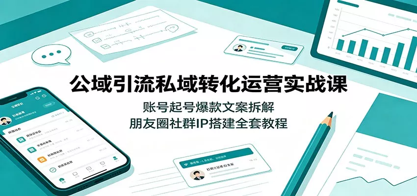 公域引流私域转化运营实战课：账号起号爆款文案拆解，朋友圈社群IP搭建全套教程网创项目-知识付费-在线课程-自媒体创业-网络副业-优利资源优利资源网