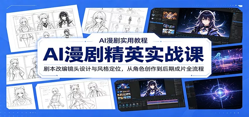 AI漫剧精英实战课：剧本改编镜头设计与风格定位，从角色创作到后期成片全流程网创项目-知识付费-在线课程-自媒体创业-网络副业-优利资源优利资源网