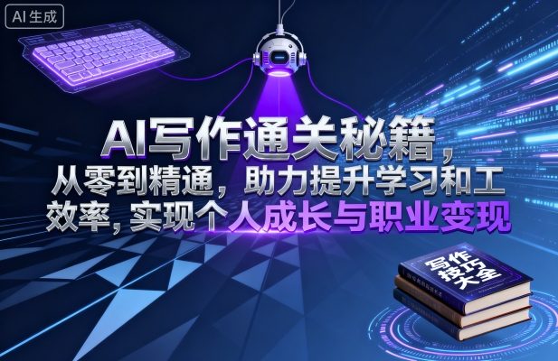 AI写作通关秘籍，从零到精通，助力提升学习和工作效率，实现个人成长与职业变现网创项目-知识付费-在线课程-自媒体创业-网络副业-优利资源优利资源网