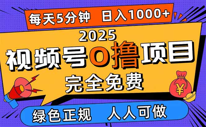 2025视频号0撸项目，5分钟一个号，日入1000+，人人可做网创项目-知识付费-在线课程-自媒体创业-网络副业-优利资源优利资源网