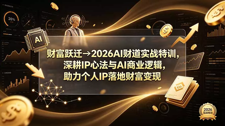 财富跃迁→2026AI财道实战特训，深耕IP心法与AI商业逻辑，助力个人IP落地财富变现网创项目-知识付费-在线课程-自媒体创业-网络副业-优利资源优利资源网