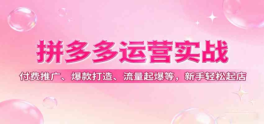拼多多运营实战，付费推广、爆款打造、流量起爆等，新手轻松起店网创项目-知识付费-在线课程-自媒体创业-网络副业-优利资源优利资源网