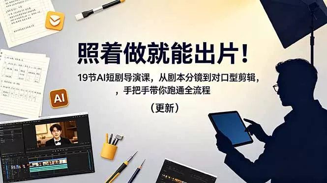 照着做就能出片！19节AI短剧导演课，从剧本分镜到对口型剪辑，手把手带你跑通全流程(更新网创项目-知识付费-在线课程-自媒体创业-网络副业-优利资源优利资源网
