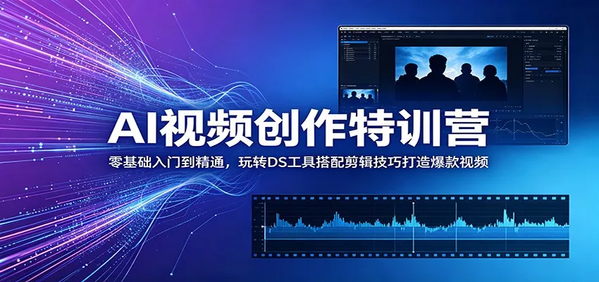 AI视频创作特训营：零基础入门到精通，玩转DS工具搭配剪辑技巧打造爆款视频网创项目-知识付费-在线课程-自媒体创业-网络副业-优利资源优利资源网