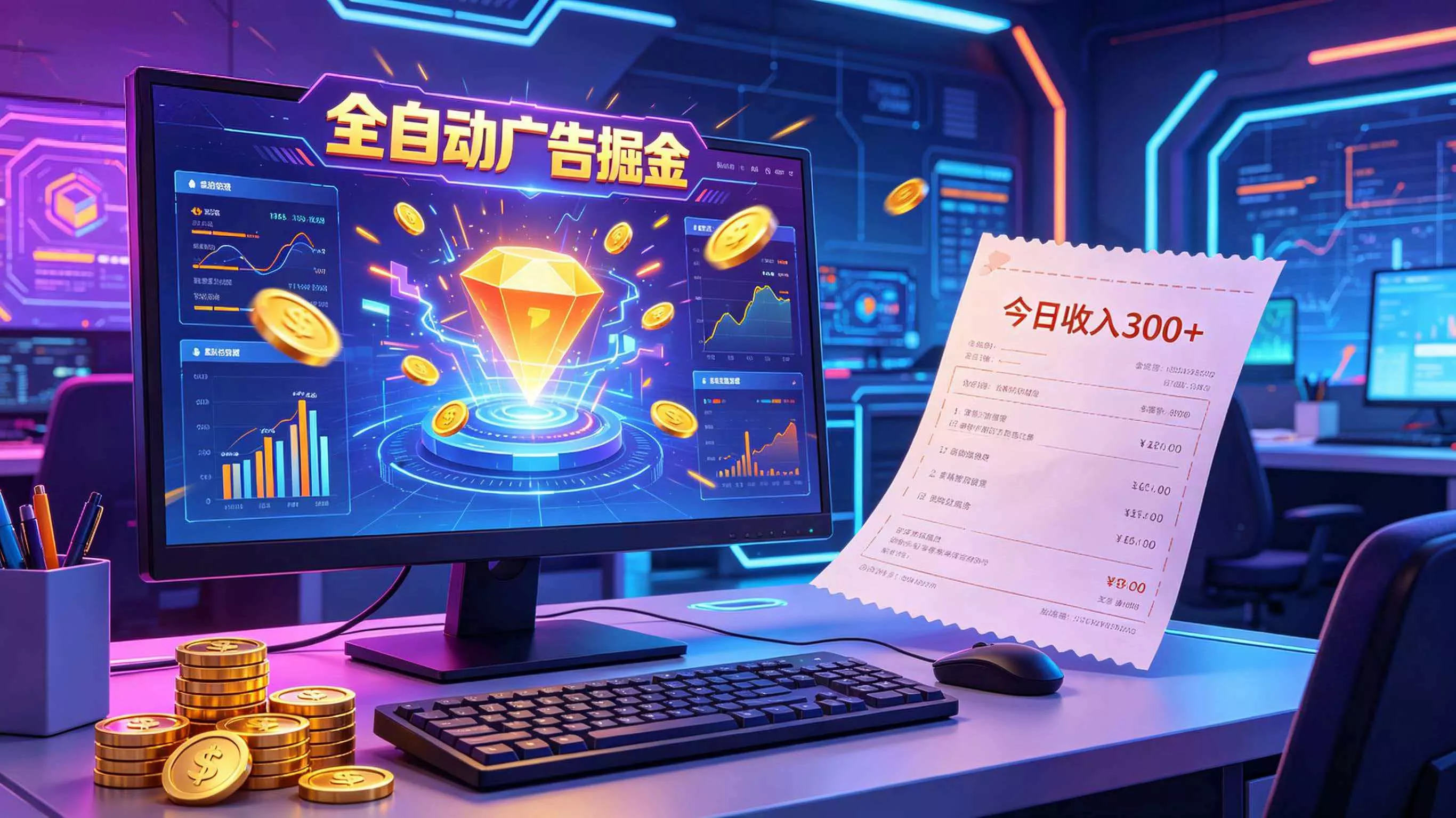 全自动广告掘金，日入300+。全程Ai自动化运行，解放双手，时间自由。收益稳定网创项目-知识付费-在线课程-自媒体创业-网络副业-优利资源优利资源网