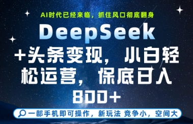 DeepSeek+头条变现，保姆级教学，小白轻松上手，日入8张+【揭秘】网创项目-知识付费-在线课程-自媒体创业-网络副业-优利资源优利资源网