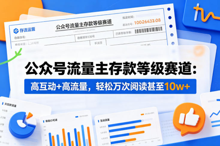 公众号流量主之存款等级赛道，高互动+高流量，轻松达到万次阅读，甚至10w+网创项目-知识付费-在线课程-自媒体创业-网络副业-优利资源优利资源网