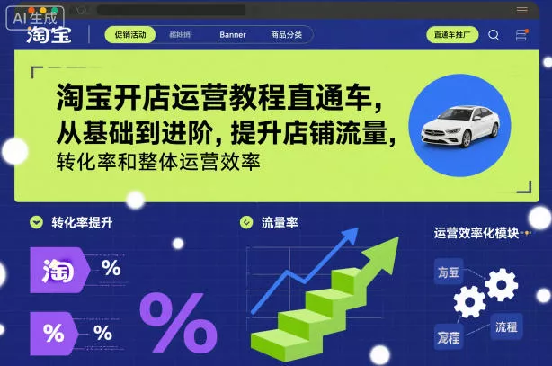 淘宝开店运营教程直通车，从基础到进阶，提升店铺流量，转化率和整体运营效率(更新26年07月11日)网创项目-知识付费-在线课程-自媒体创业-网络副业-优利资源优利资源网