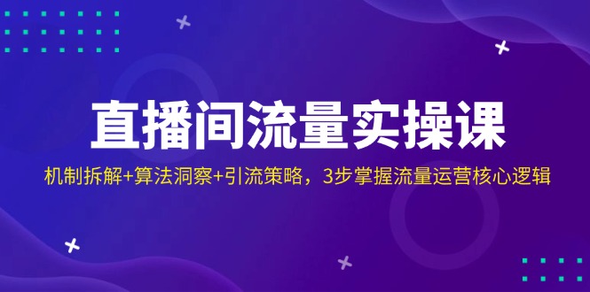（14122期）直播间流量实操课：机制拆解+算法洞察+引流策略，3步掌握流量运营核心逻辑网创项目-知识付费-在线课程-自媒体创业-网络副业-优利资源优利资源网