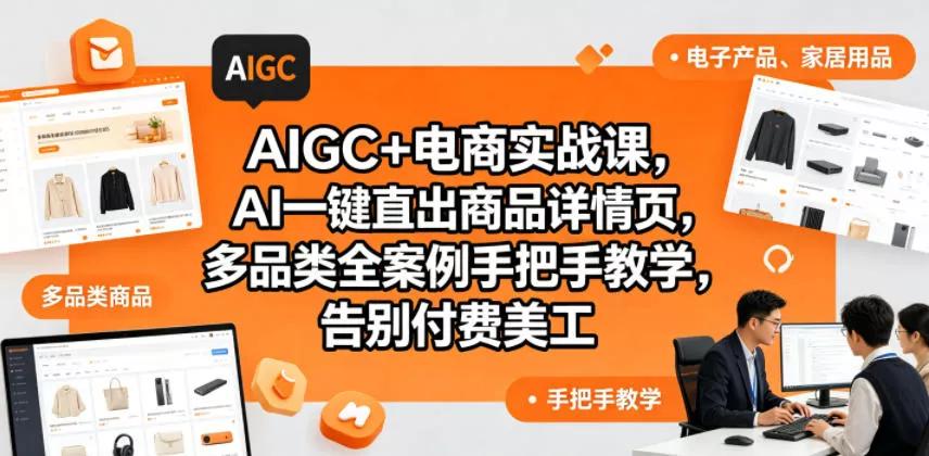 AIGC+电商实战课，AI一键直出商品详情页，多品类全案例手把手教学，告别付费美工(更新0704)网创项目-知识付费-在线课程-自媒体创业-网络副业-优利资源优利资源网