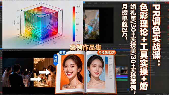 PR调色实战课：色彩理论+工具实操+婚礼医美/30+实操案例，月接单超2万网创项目-知识付费-在线课程-自媒体创业-网络副业-优利资源优利资源网