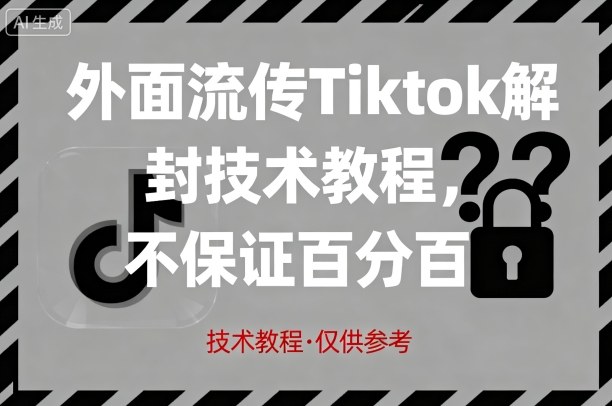 外面流传Tiktok解封技术教程，不保证百分百，具体自测网创项目-知识付费-在线课程-自媒体创业-网络副业-优利资源优利资源网