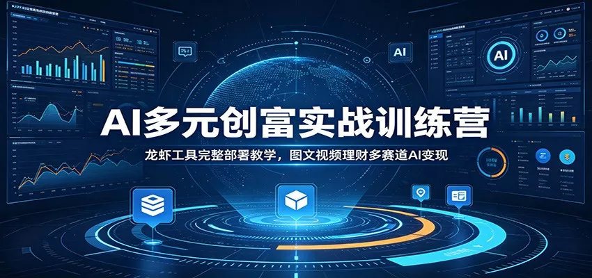 AI多元创富实战训练营：龙虾工具完整部署教学，图文视频理财多赛道AI变现网创项目-知识付费-在线课程-自媒体创业-网络副业-优利资源优利资源网