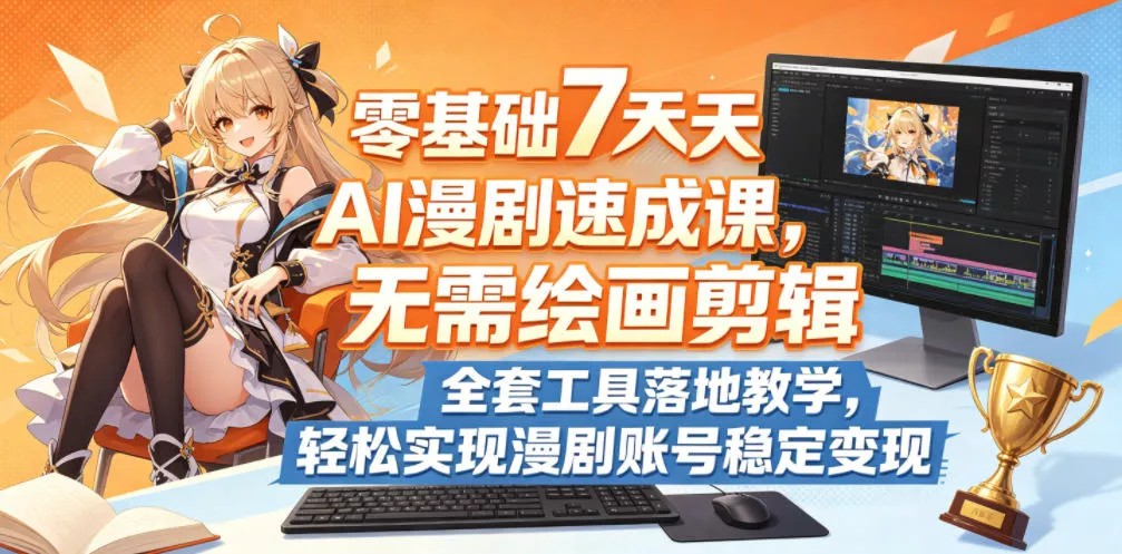 零基础7天AI漫剧速成课，无需绘画剪辑，全套工具落地教学，轻松实现漫剧账号稳定变现网创项目-知识付费-在线课程-自媒体创业-网络副业-优利资源优利资源网