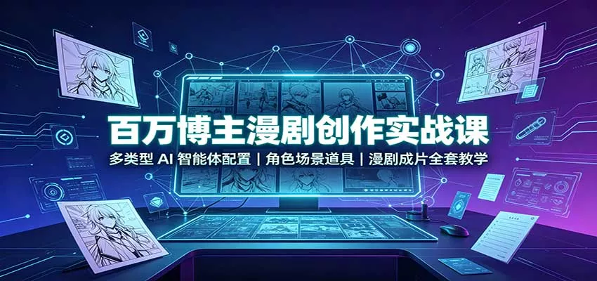 百万博主漫剧创作实战课：多类型AI智能体配置，角色场景道具，漫剧成片全套教学网创项目-知识付费-在线课程-自媒体创业-网络副业-优利资源优利资源网
