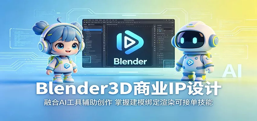 Blender3D商业IP设计：融合AI工具辅助创作，掌握建模绑定渲染可接单技能网创项目-知识付费-在线课程-自媒体创业-网络副业-优利资源优利资源网