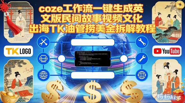 Coze扣子工作流一键生成英文版民间故事视频，文化出海TK油管捞美金拆解教程网创项目-知识付费-在线课程-自媒体创业-网络副业-优利资源优利资源网