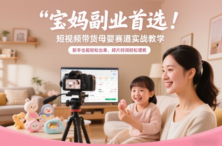 宝妈副业首选！短视频带货母婴赛道实战教学，新手也能轻松出单，碎片时间轻松增收网创项目-知识付费-在线课程-自媒体创业-网络副业-优利资源优利资源网