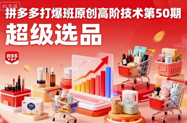 拼多多打爆班原创高阶技术第50期，超级选品网创项目-知识付费-在线课程-自媒体创业-网络副业-优利资源优利资源网