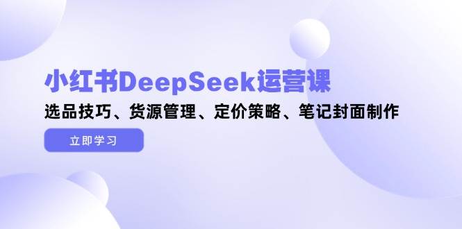 （14748期）小红书DeepSeek运营课，选品技巧、货源管理、定价策略、笔记封面制作网创项目-知识付费-在线课程-自媒体创业-网络副业-优利资源优利资源网