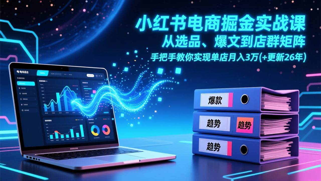 （17290期）小红书电商掘金实战课，从选品、爆文到店群矩阵，手把手教你实现单店月入3万+(更新26年)网创项目-知识付费-在线课程-自媒体创业-网络副业-优利资源优利资源网