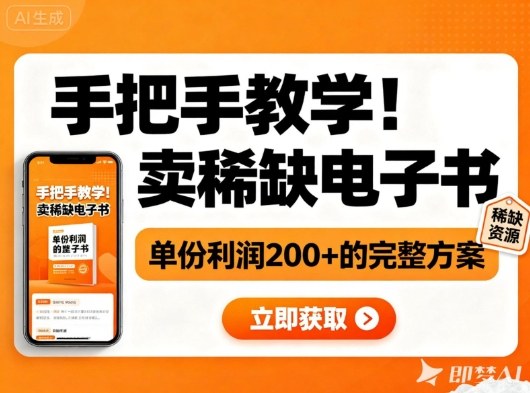 手把手教学！在小红书卖稀缺电子书，单份利润2张+的完整方案网创项目-知识付费-在线课程-自媒体创业-网络副业-优利资源优利资源网